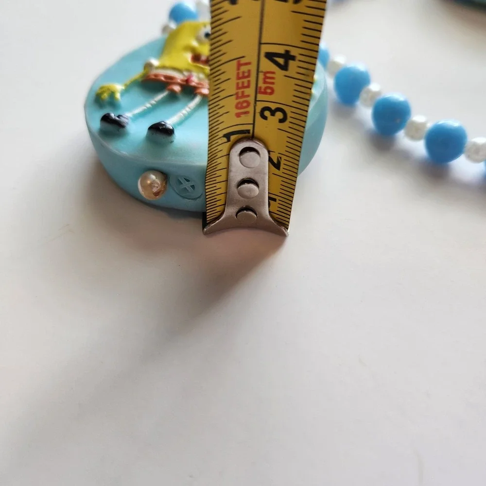Vintage Y2k SpongeBob Square Pants Yellow Blue White‎ Mardi Gras Beads Necklace